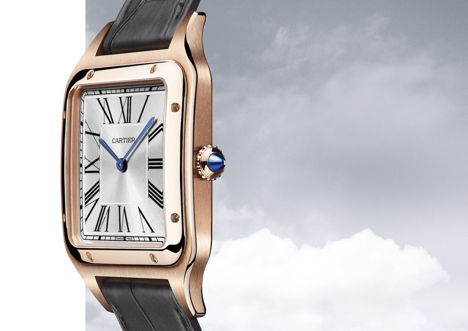 đồng hồ mặt vuông sang trọng cartier santos demont xl 2020