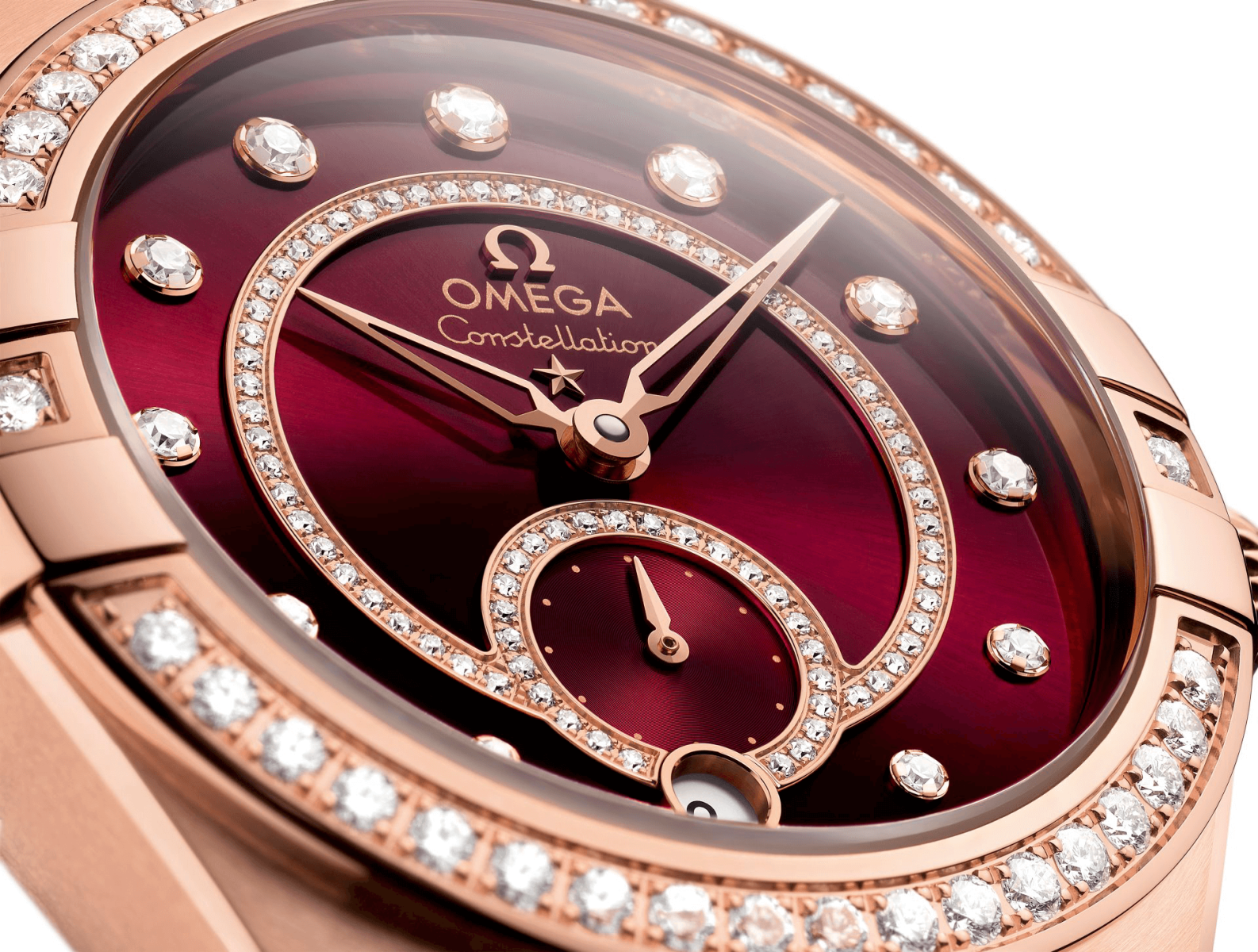 đồng hồ nữ kim cương omega constellation manhattan small seconds